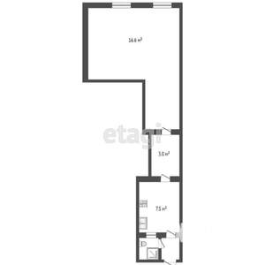 1-к квартира, вторичка, 29м2, 1/1 этаж
