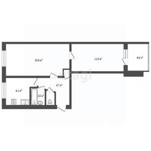2-к квартира, вторичка, 44м2, 5/5 этаж