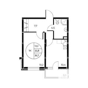 1-к квартира, вторичка, 37м2, 2/25 этаж