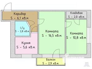 2-к квартира, вторичка, 44м2, 5/5 этаж