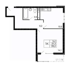 1-к квартира, вторичка, 39м2, 10/18 этаж