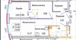 1-к квартира, вторичка, 42м2, 4/25 этаж