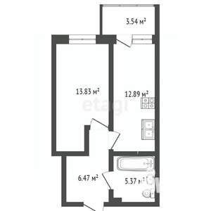 1-к квартира, вторичка, 43м2, 9/25 этаж