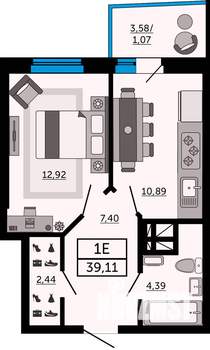 1-к квартира, вторичка, 39м2, 17/31 этаж