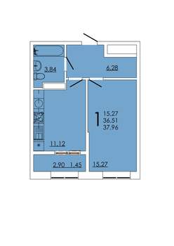 1-к квартира, вторичка, 38м2, 18/24 этаж