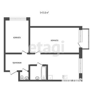 2-к квартира, вторичка, 54м2, 10/18 этаж