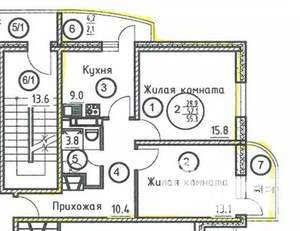2-к квартира, вторичка, 52м2, 4/25 этаж