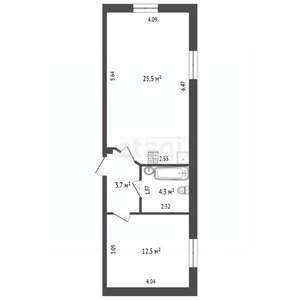2-к квартира, вторичка, 45м2, 1/4 этаж