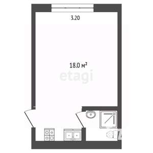 Студия квартира, вторичка, 18м2, 7/9 этаж