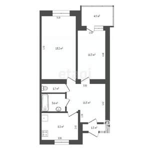 2-к квартира, вторичка, 56м2, 3/8 этаж