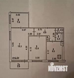 3-к квартира, вторичка, 61м2, 8/9 этаж