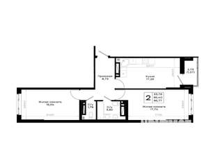 2-к квартира, вторичка, 67м2, 3/20 этаж
