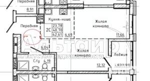 1-к квартира, вторичка, 42м2, 16/24 этаж