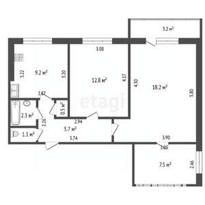 3-к квартира, вторичка, 57м2, 7/9 этаж