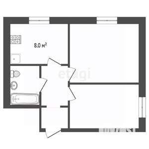 2-к квартира, вторичка, 52м2, 1/2 этаж