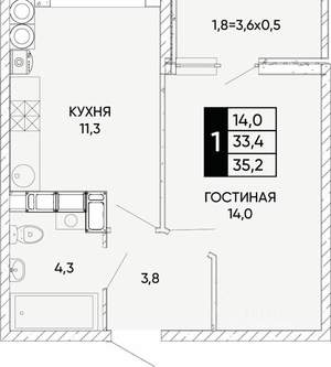 1-к квартира, вторичка, 35м2, 10/24 этаж