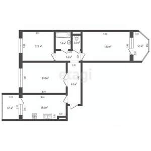 3-к квартира, вторичка, 77м2, 1/10 этаж