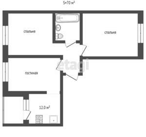 3-к квартира, вторичка, 53м2, 1/6 этаж