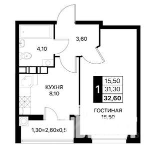 1-к квартира, вторичка, 33м2, 5/12 этаж