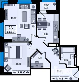 2-к квартира, вторичка, 61м2, 14/23 этаж