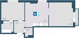 2-к квартира, вторичка, 56м2, 13/24 этаж