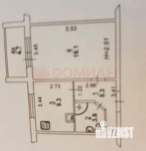 1-к квартира, вторичка, 39м2, 1/10 этаж