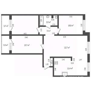 3-к квартира, вторичка, 82м2, 2/9 этаж