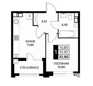 1-к квартира, вторичка, 33м2, 5/20 этаж