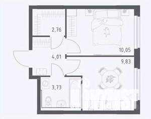 1-к квартира, строящийся дом, 30м2, 4/15 этаж