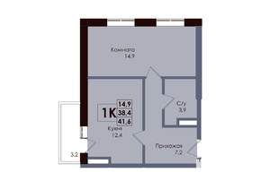 1-к квартира, вторичка, 39м2, 11/25 этаж