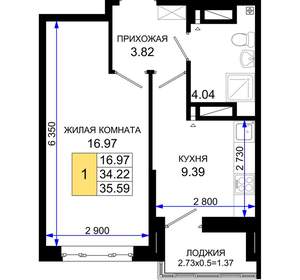 1-к квартира, вторичка, 36м2, 11/25 этаж