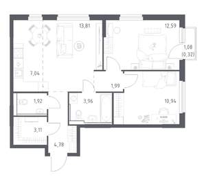 2-к квартира, вторичка, 60м2, 10/17 этаж