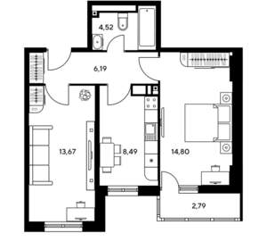 2-к квартира, вторичка, 54м2, 25/25 этаж