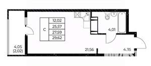 Студия квартира, вторичка, 30м2, 16/25 этаж