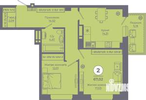 2-к квартира, вторичка, 68м2, 2/24 этаж
