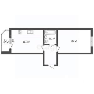 1-к квартира, вторичка, 43м2, 17/17 этаж