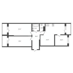 3-к квартира, вторичка, 94м2, 7/25 этаж