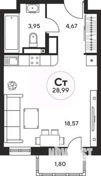 Студия квартира, вторичка, 29м2, 15/25 этаж