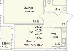 2-к квартира, вторичка, 42м2, 15/20 этаж