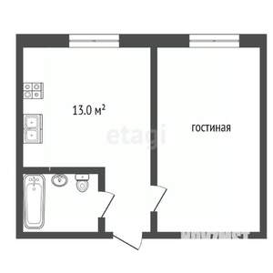1-к квартира, вторичка, 30м2, 4/5 этаж