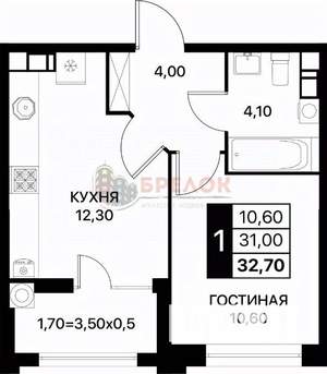 1-к квартира, вторичка, 33м2, 11/20 этаж