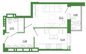 1-к квартира, вторичка, 36м2, 2/25 этаж