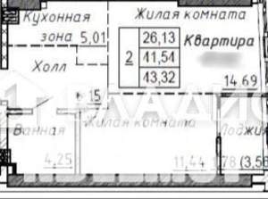 2-к квартира, вторичка, 63м2, 18/20 этаж