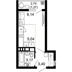 1-к квартира, вторичка, 21м2, 8/10 этаж