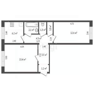 2-к квартира, вторичка, 48м2, 1/3 этаж