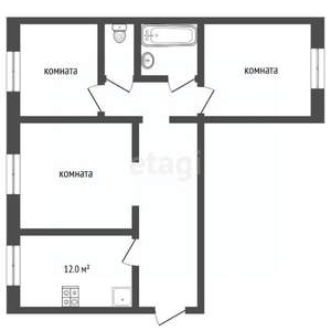 3-к квартира, вторичка, 64м2, 1/9 этаж