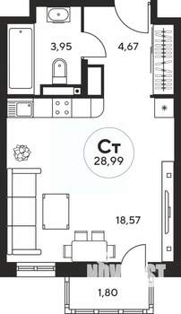 Студия квартира, вторичка, 29м2, 17/25 этаж