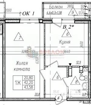 1-к квартира, вторичка, 46м2, 11/25 этаж