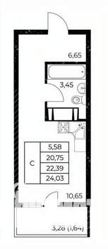 Студия квартира, вторичка, 24м2, 15/25 этаж
