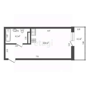 Студия квартира, вторичка, 24м2, 9/10 этаж